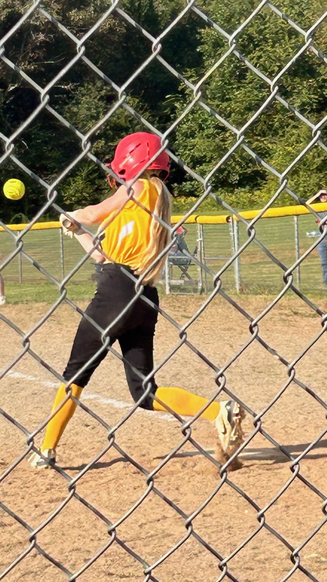 Denli Hoover with a triple and double for her middle school today.