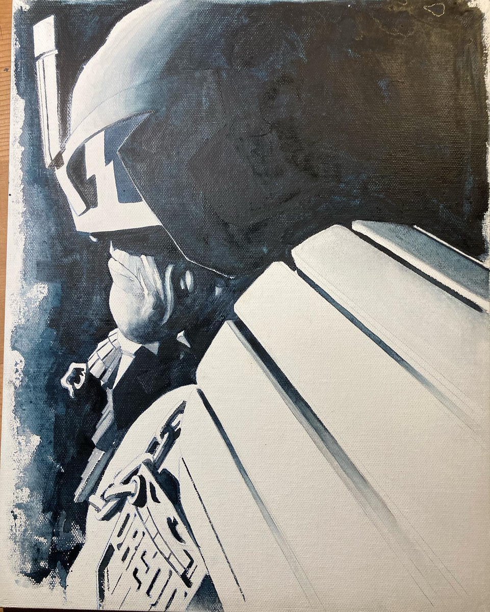 And Judge Dredd, water colour on acrylic board