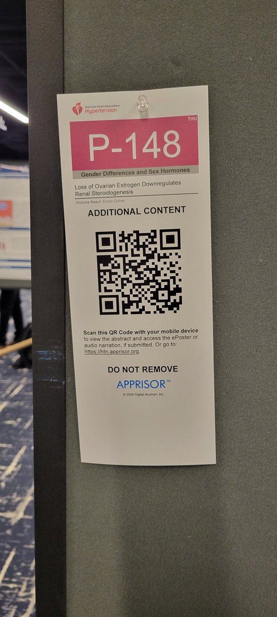 Stop by poster 148 to learn more about ovarian estrogen regulation of renal steroidogenesis