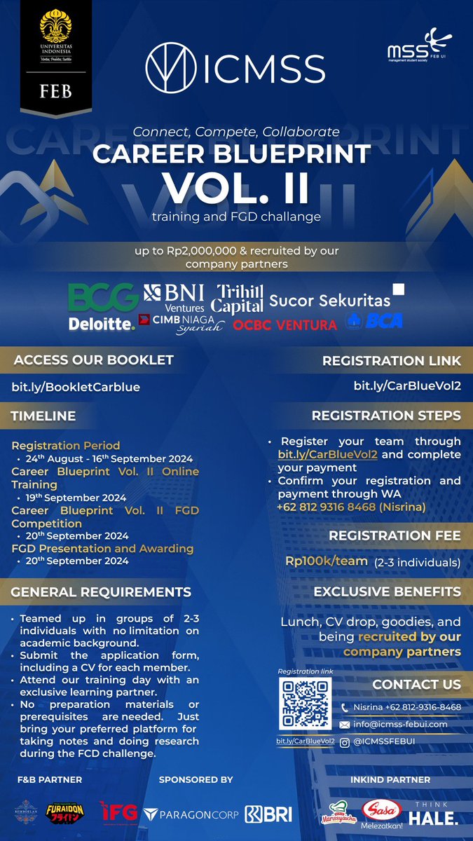 itsOlahere's tweet photo. Siapa disini yg cita2nya kerja di Deloitte, BCG, Sekuritas, Bank, dan tempat keren lainnya?? SIKAAATT join pre event ICMSS FEB UI https://t.co/5igcDqoUm5