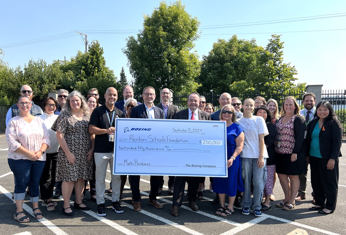 This afternoon The Boeing Company awarded RSF with a $250,000 grant to enhance mathematics for all elementary &amp; middle school students “Our school community is blessed to have the ongoing support of the Boeing Company,” said Superintendent Dr. Damien Pattenaude. 
#BoeingInspires