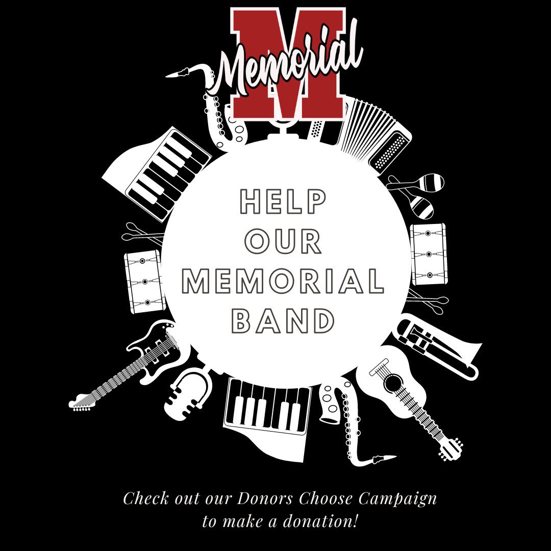 Please take a moment to check out our DONORS CHOOSE  to help rebuild our school band program! Memorial is a Title 1 school that has a booming band program, but lacks the resources for every student to have an instrument. Help out by donating and sharing. 
tinyurl.com/MemorialMiddle…
