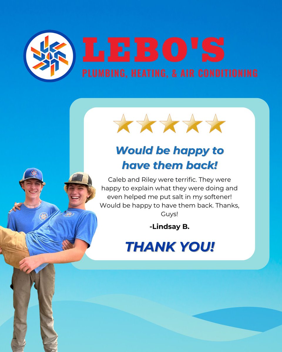 Caleb and Riley have done it again! Lindsay, we would be happy to come back!

Thank you for another 5-star review!

#review #fivestars #smallbusiness #happycustomer #customerreview #customerservice