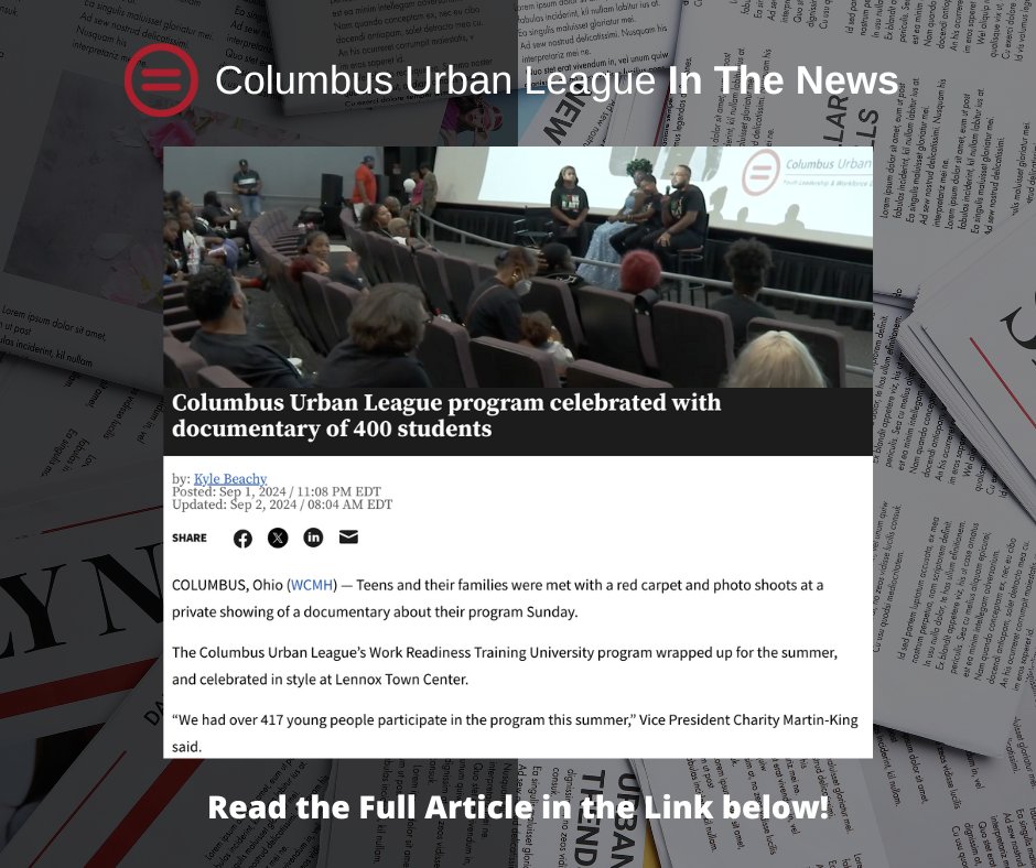 CULempowering's tweet image. We are incredibly proud of our Work Readiness Training University (WRTU) program and all the hard work that went into creating such an amazing documentary! Learn more about the screening: cul.org/columbus-urban… #workreadiness #WRTU #columbusurbanleague