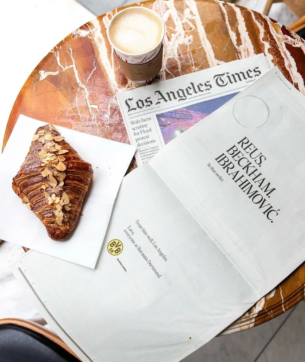 Reus on BVB's ad in the "Los Angeles Times": "I knew something like that was coming. And yes, I bought several copies that day. It was a great gesture that reminded me that the connection between BVB and me will never be broken. Not even by a nine-hour time difference."