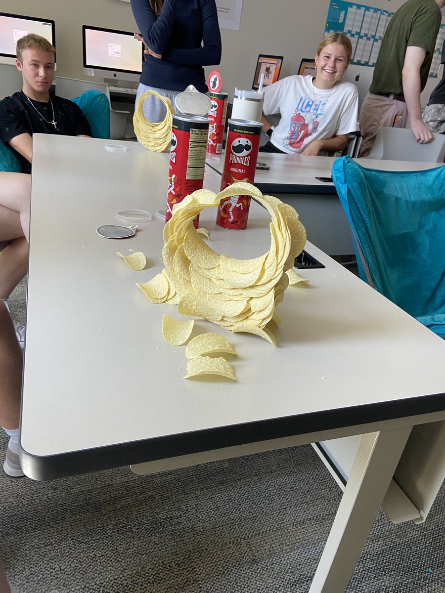 Working on our teamwork with the Pringle Ringle challenge! We had a blast and learned to work through challenges!