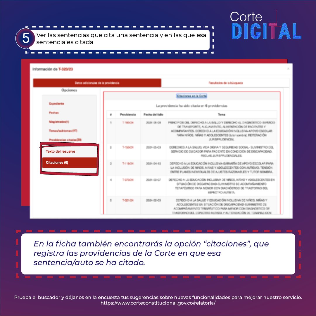 CConstitucional's tweet image. #CorteDigital 💻| 5 funcionalidades del buscador de relatoría para que tus consultas de jurisprudencia (sentencias) sean más fáciles y precisas.
▶️ Conócelo y pruébalo: corteconstitucional.gov.co/relatoria/busc…