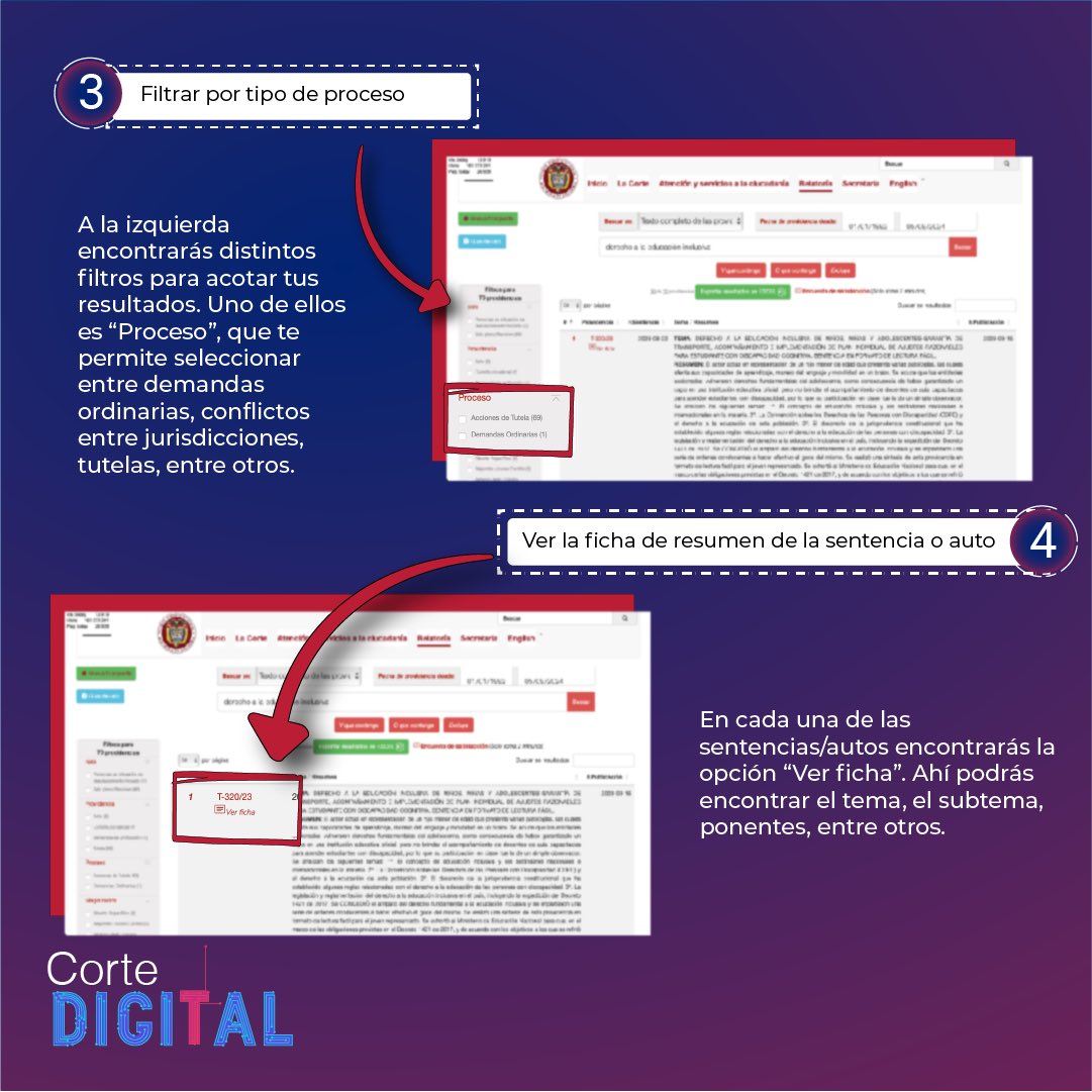 CConstitucional's tweet image. #CorteDigital 💻| 5 funcionalidades del buscador de relatoría para que tus consultas de jurisprudencia (sentencias) sean más fáciles y precisas.
▶️ Conócelo y pruébalo: corteconstitucional.gov.co/relatoria/busc…