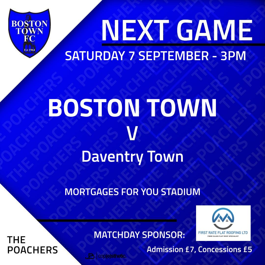 On Saturday we're back in action at the Mortgages For You Stadium - this time against <a href="/DaventryTownFC/">Daventry Town FC</a> in the <a href="/SGDLtd/">Sports Ground Development Ltd</a> KO Cup
Kick-off is 3pm and we're very grateful to First Rate Flat Roofing for being our matchday sponsor 👏