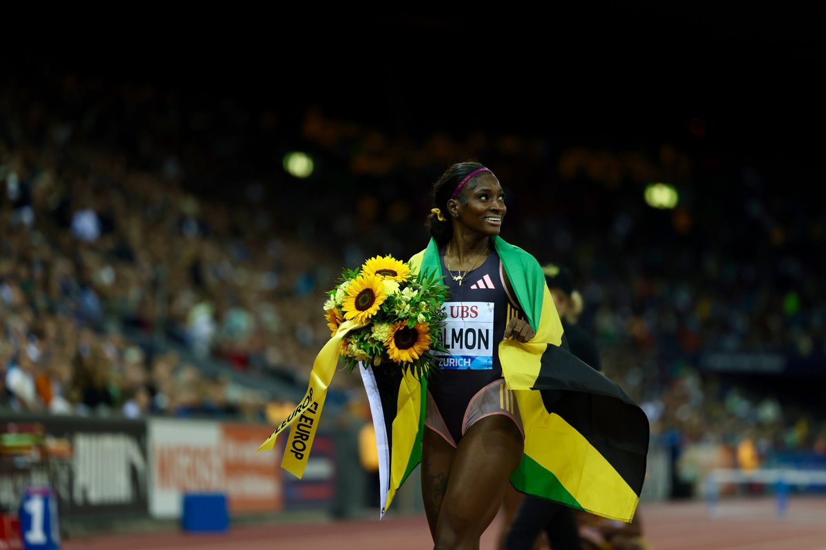 Diamond_League's tweet photo. SALMON for the win 🤩

A new PB and possibly one of the BIGGEST wins for Shiann Salmon's 🇯🇲 career 🔥 

She takes it in the 400m Hurdles in 52.97 seconds 💨

📸 Marta Gorczyńska

#DiamondLeague 💎 #ZurichDL 🇨🇭 https://t.co/ydY3GVYVeE