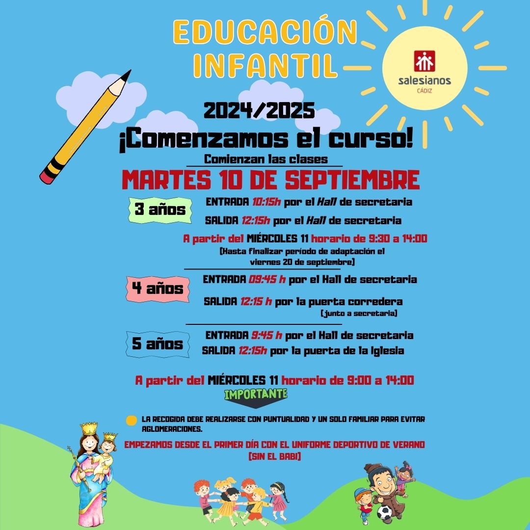 Comenzamos el curso con muchas ganas e ilusión.

INFORMACIÓN PARA EL COMIENZO DE CURSO DE INFANTIL Y PRIMARIA