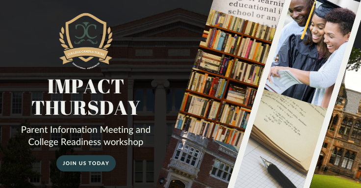 CollegeTours_'s tweet photo. Join us tonight for Impact Thursday at 7 p.m. for our parent information session and workshop. Workshops are a crucial part of our College Campus Tours program, designed to provide you with insights and skills for a successful and enriching experience. https://t.co/P8lU7OLiSs https://t.co/LOozelqxea