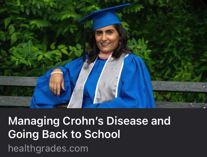 ownyourcrohns's tweet image. New #OnTheBlog ✍🏽
In 2023, I graduated from @Icahn_MPH @IcahnMountSinai w/ an MPH 👩🎓 Read my story managing #Crohns in grad school: healthgrades.com/right-care/cro…
So, own your Crohn’s & recognize there’s no timeline for getting an education & no shame in asking for accommodations 🤍