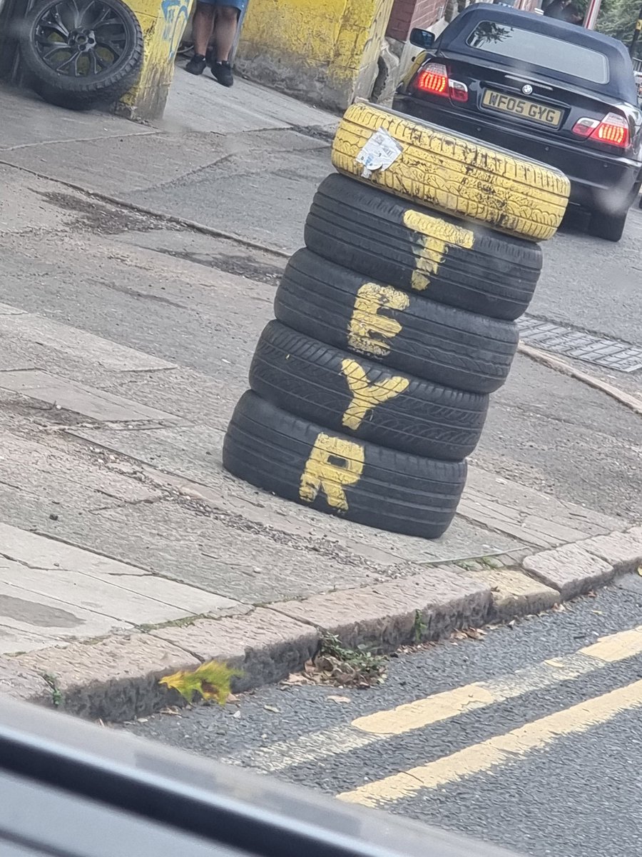 Dave, that's not how you spell TYRES.' Oh, and you don't need an apostrophe either. 

'This OK, mate?'

'Dave, go home.'