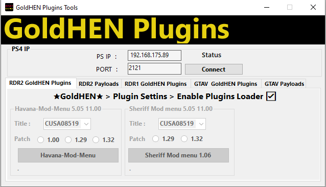 master_s9's tweet photo. GoldHEN Plugins Tools v1.08

The name of the tool was changed from RDR2 GoldHEN Plugins to GoldHEN Plugins Tools

Added
GTA V Scorpion Menu
Supports 1.00, 1.38, 1.46, 1.48
Download 
https://t.co/cVhCLxkaBl https://t.co/3PCrUf2BA8