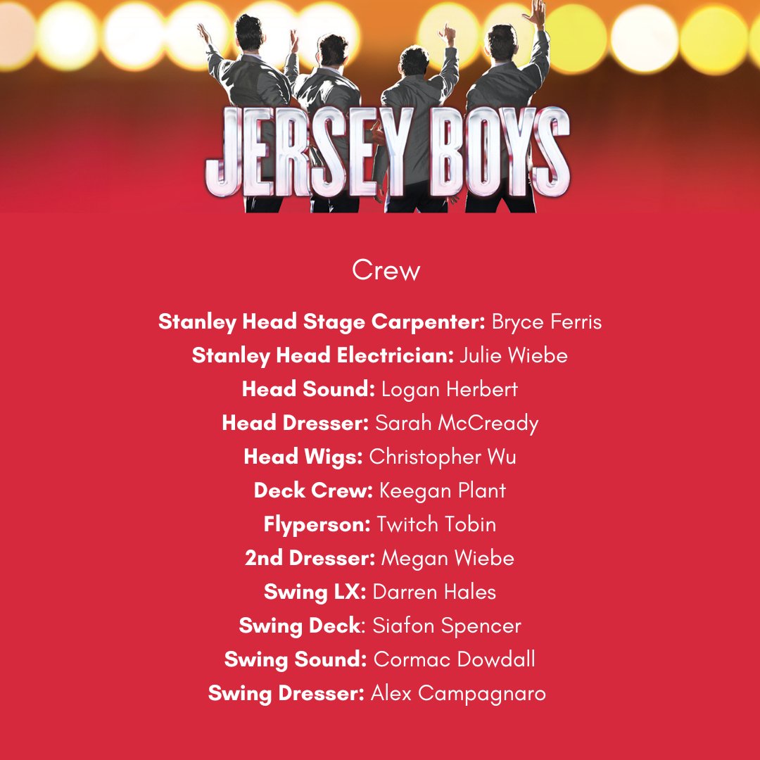 Tonight is the first performance of JERSEY BOYS! Meet the incredible team bringing the story of Frankie Valli &amp; The Four Seasons to the Stanley!

#ACTCJerseyBoys is now playing through October 20! 🎙️🎵

🎟️: artsclub.com/shows/2024-202…