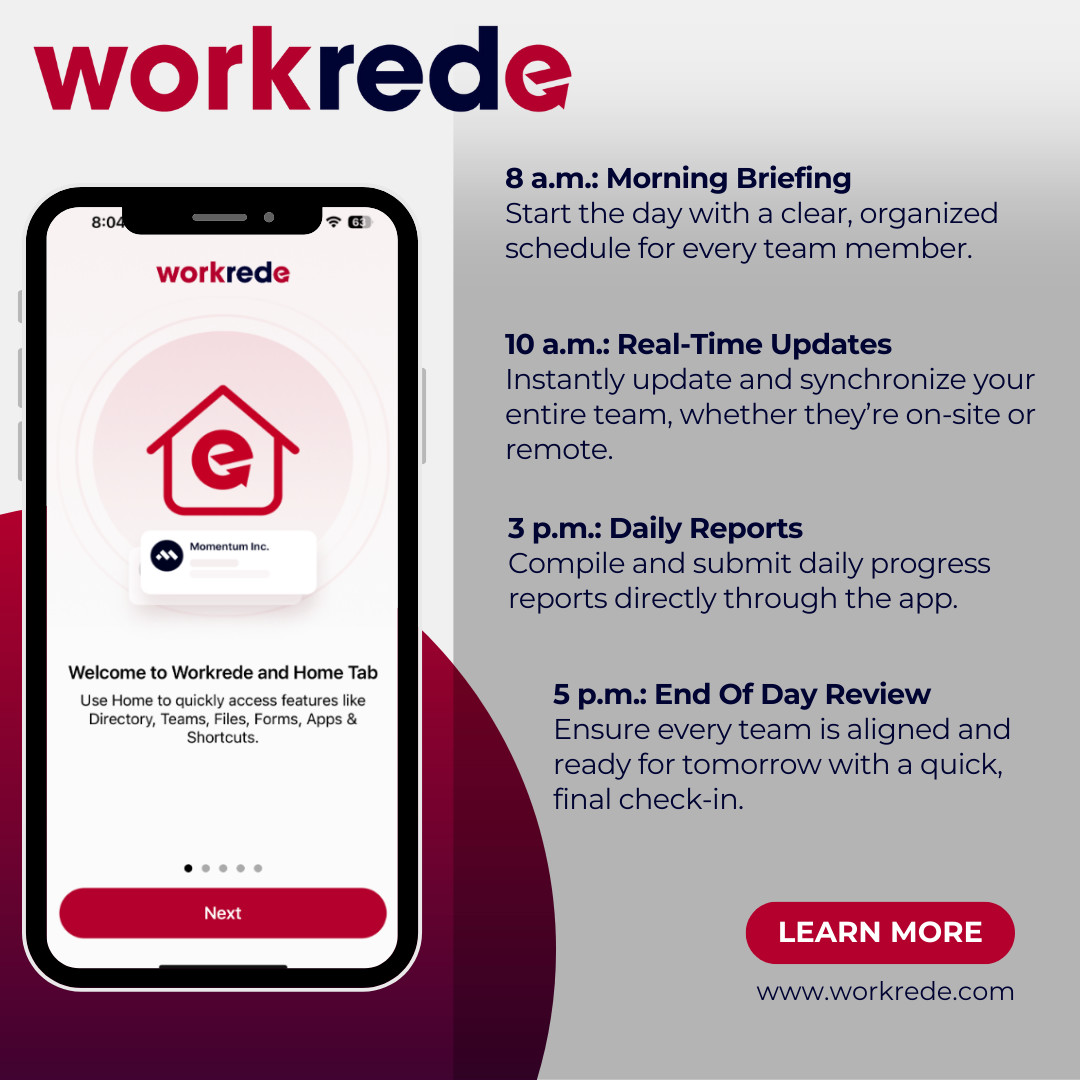 redeapp's tweet image. A quick glance at an average day for a Workrede user! Workrede isn&apos;t just a tool—it&apos;s a game-changing platform that redefines team leadership. From real-time updates &amp;amp; safety checks to inventory tracking and instant communication, Workrede streamlines your operations. #Workrede