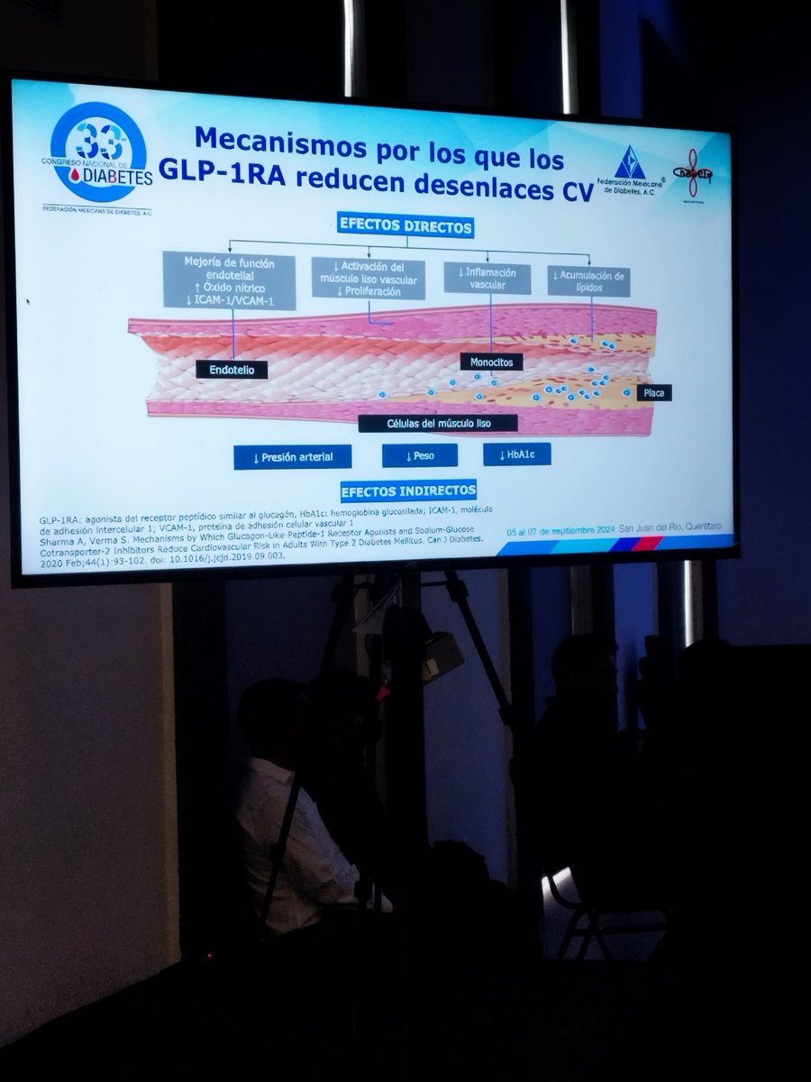 Federación Mexicana de Diabetes, A. C. (@fmdiabetes) on Twitter photo La Dra. Paloma Almeda nos comparte los beneficios de los GLP-1
-Mejora función endotelial
-Disminución de la inflamación vascular
-Disminución de la acumulación de lípidos
<a href="/paloma_almeda/">Paloma Almeda</a>
#33erCongresoFMD #DiabetesyBienestar #YoSoyFMD La Dra. Paloma Almeda nos comparte los beneficios de los GLP-1
-Mejora función endotelial
-Disminución de la inflamación vascular
-Disminución de la acumulación de lípidos
<a href="/paloma_almeda/">Paloma Almeda</a>
#33erCongresoFMD #DiabetesyBienestar #YoSoyFMD