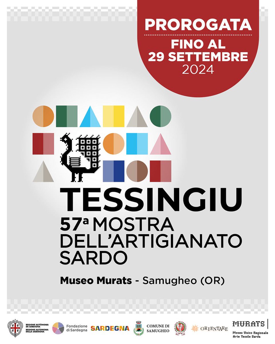 Notizia importante! 
La mostra #Tessingiu sarà prorogata fino al 29 settembre 2024
Vi aspettiamo al Murats! 

instagram.com/p/C_iy3MPOW2-/…