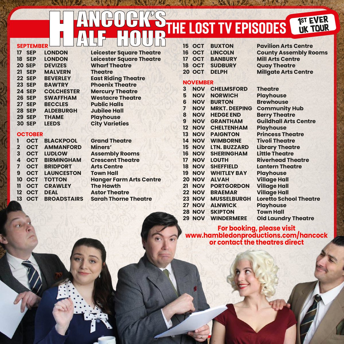 Oasis?! Stone me, what a palarva! Here's the reunion we all really want 🎭😂❤️ 

Grab your classic comedy fix with this brand new tour reviving original, lost TV scripts from the ground-breaking BBC sitcom #HancocksHalfHour.