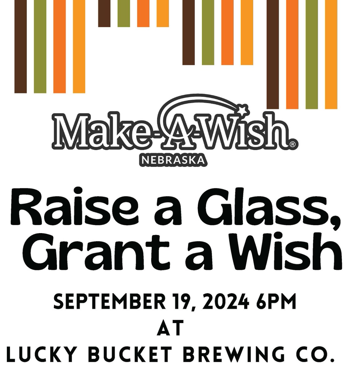 Thank you to our friends at <a href="/LuckyBucketBrew/">Lucky Bucket Brewing</a> for hosting a fundraising event on 9/19! The evening will be filled with whiskey tastings, hors d'oeuvres, a silent auction, giveaways &amp; games! A portion of proceeds benefit Make-A-Wish NE. For more info, visit: form.jotform.com/242287001151040