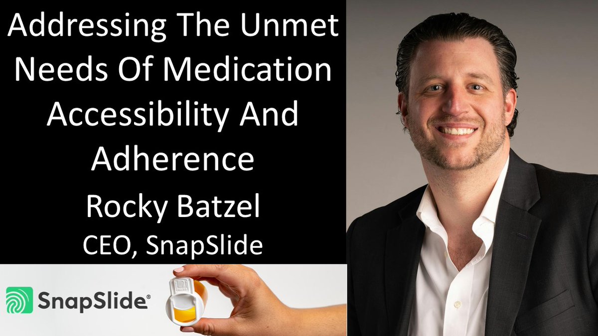 ProgressPotent1's tweet photo. Addressing The Unmet Needs Of Medication Accessibility & Adherence - Rocky Batzel - CEO, @snap_slide @ProgressPotent1 #RockyBatzel #SnapSlide #ChildResistantClosure #Scranton #SingleHandedOpening #RX #OTC #MedicationBottles #Arthritis #Fibromyalgia #MultipleSclerosis #ParkinsonsDisease #Amputation #Stroke #Paralysis #BirthDefects #Disabilities #MedicationAdherence #Compliance #Pharmacy #Agetech #ProgressPotentialAndPossibilities #IraPastor #Podcast #STEM #Innovation #Technology #Science #Research https://t.co/6igJ5XF0eG