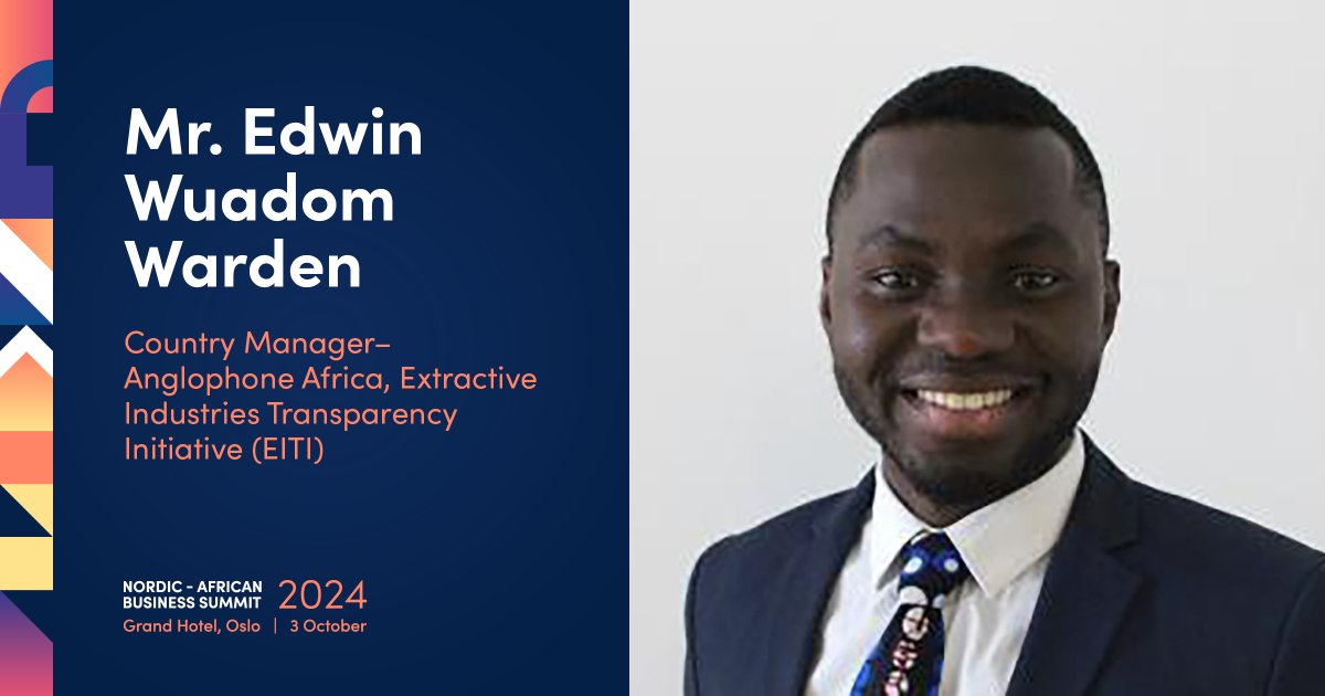 We are pleased to announce that Mr. Edwin Wuadom Warden <a href="/EWWarden/">Edwin Wuadom Warden Woode</a>, Country Manager-Anglophone Africa, at Extractive Industries Transparency Initiative (EITI), will be joining us as a speaker at the 13th Annual NABA Summit. 

📍Join us on October 3rd!

summit.norwegianafrican.no/register