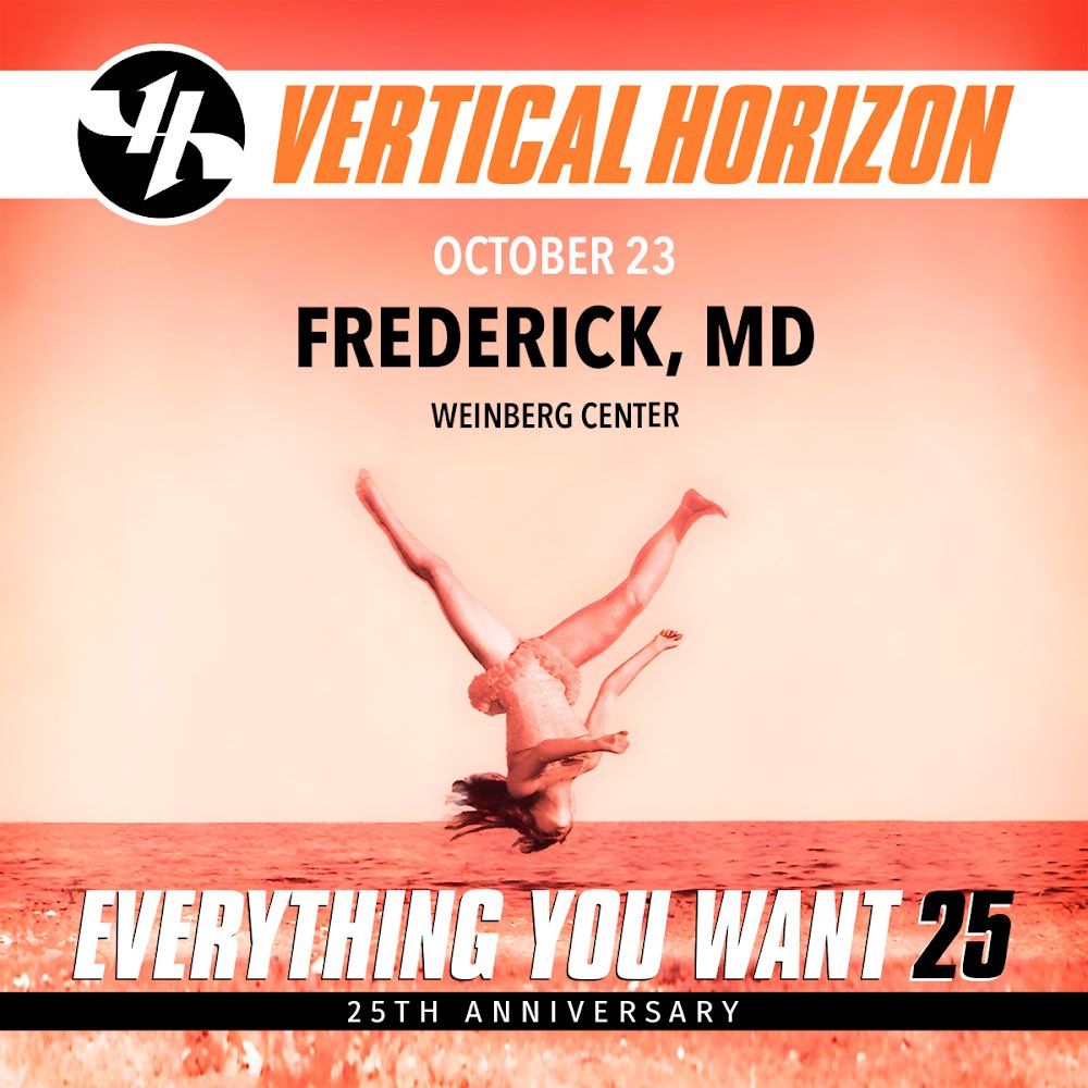 Vertical Horizon (@verticalhorizon) on Twitter photo Frederick, MD! We are coming to <a href="/WeinbergCenter/">Weinberg Center</a> on Wednesday, October 23. Grab your tickets today!
Visit weinbergcenter.org/shows/vertical⦠for ticketing information. Frederick, MD! We are coming to <a href="/WeinbergCenter/">Weinberg Center</a> on Wednesday, October 23. Grab your tickets today!
Visit weinbergcenter.org/shows/vertical⦠for ticketing information.
