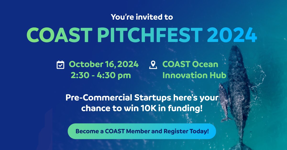 Calling all early-stage ocean tech entrepreneurs! Apply now for COAST Pitchfest on Oct 16, 2024, in Victoria. Compete for a $10K prize, and a COAST Navigator membership. Open to B.C.-based startups in the blue economy. Apply: loom.ly/ede68-I

#OceanInnovation #Startups