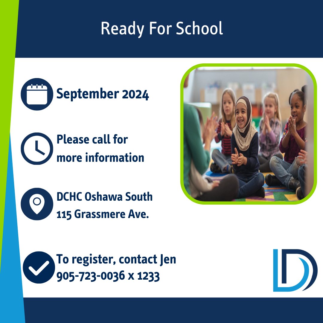 Get #ReadyForSchool with DCHC!
Coming this September is a FREE Ready for School program for children born in 2021.

This play based program focuses on school readiness skills such as social/emotional growth, speech and language development, cognition fine and gross motor skills.