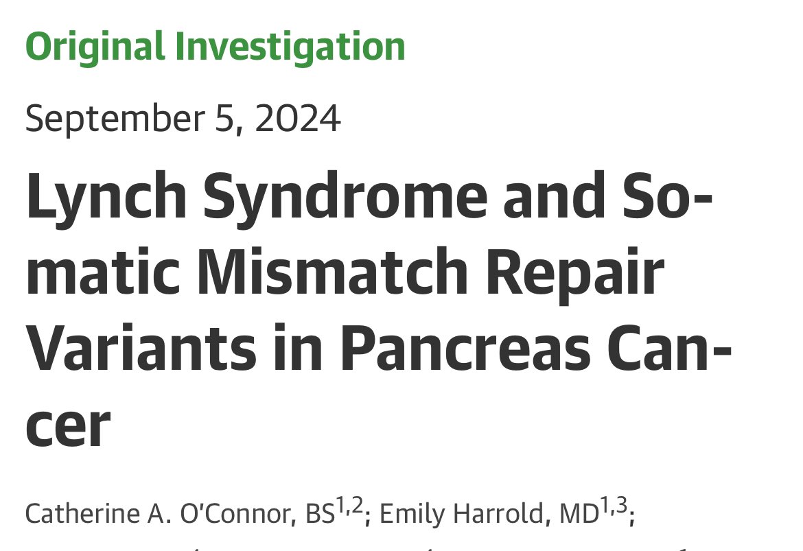 Erman Akkus (@erman_akkus) on Twitter photo 🧬Mismatch repair in pancreatic cancer
<a href="/JAMAOnc/">JAMA Oncology</a>
✅Although it is rare, MSI should be tested in pancreatic cancer
✅Median IO duration: 27.7 months, DCR: 80%
👉doi:10.1001/jamaoncol.2024.3651
<a href="/CatherineaOC/">Catherine O’Connor</a> <a href="/EmilyHarrold6/">Emily Harrold</a> <a href="/CentralParkWMD/">Wungki Park, MD MS</a> <a href="/EileenMOReilly/">Eileen M O’Reilly</a> #cancer #Oncology #MedX 🧬Mismatch repair in pancreatic cancer
<a href="/JAMAOnc/">JAMA Oncology</a>
✅Although it is rare, MSI should be tested in pancreatic cancer
✅Median IO duration: 27.7 months, DCR: 80%
👉doi:10.1001/jamaoncol.2024.3651
<a href="/CatherineaOC/">Catherine O’Connor</a> <a href="/EmilyHarrold6/">Emily Harrold</a> <a href="/CentralParkWMD/">Wungki Park, MD MS</a> <a href="/EileenMOReilly/">Eileen M O’Reilly</a> #cancer #Oncology #MedX