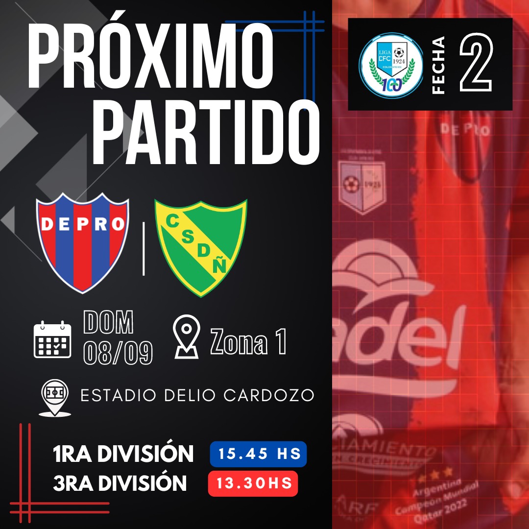 ¡𝗣𝗥𝗢́𝗫𝗜𝗠𝗢 𝗣𝗔𝗥𝗧𝗜𝗗𝗢!
⚽ Liga Departamental 
🆚Ñapinda 
🗓 Domingo 08/09
🕑13.30 hs
🕓15.45 hs 
🏟 Delio Cardozo
📍 Pronunciamiento

#VamosAzulgrana 🔵🔴