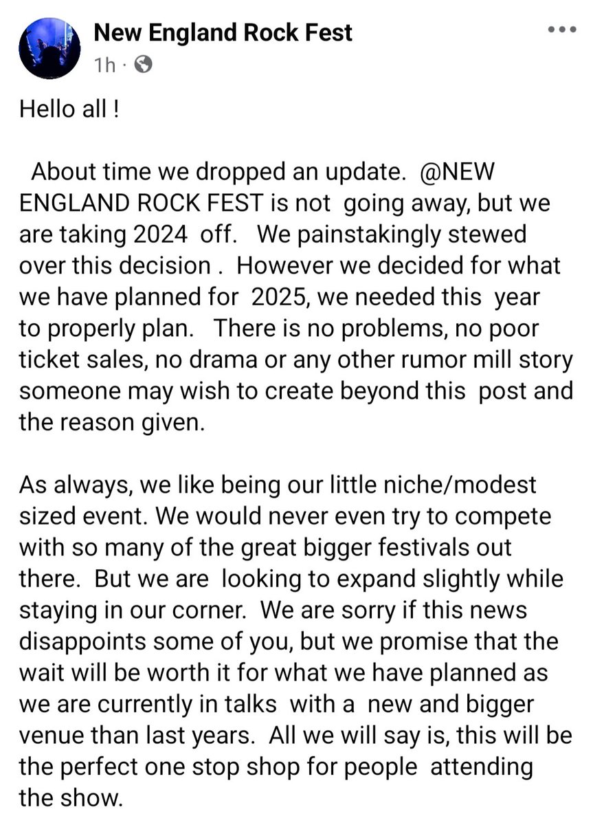 nerockfest's tweet image. A special announcement from our Facebook page.