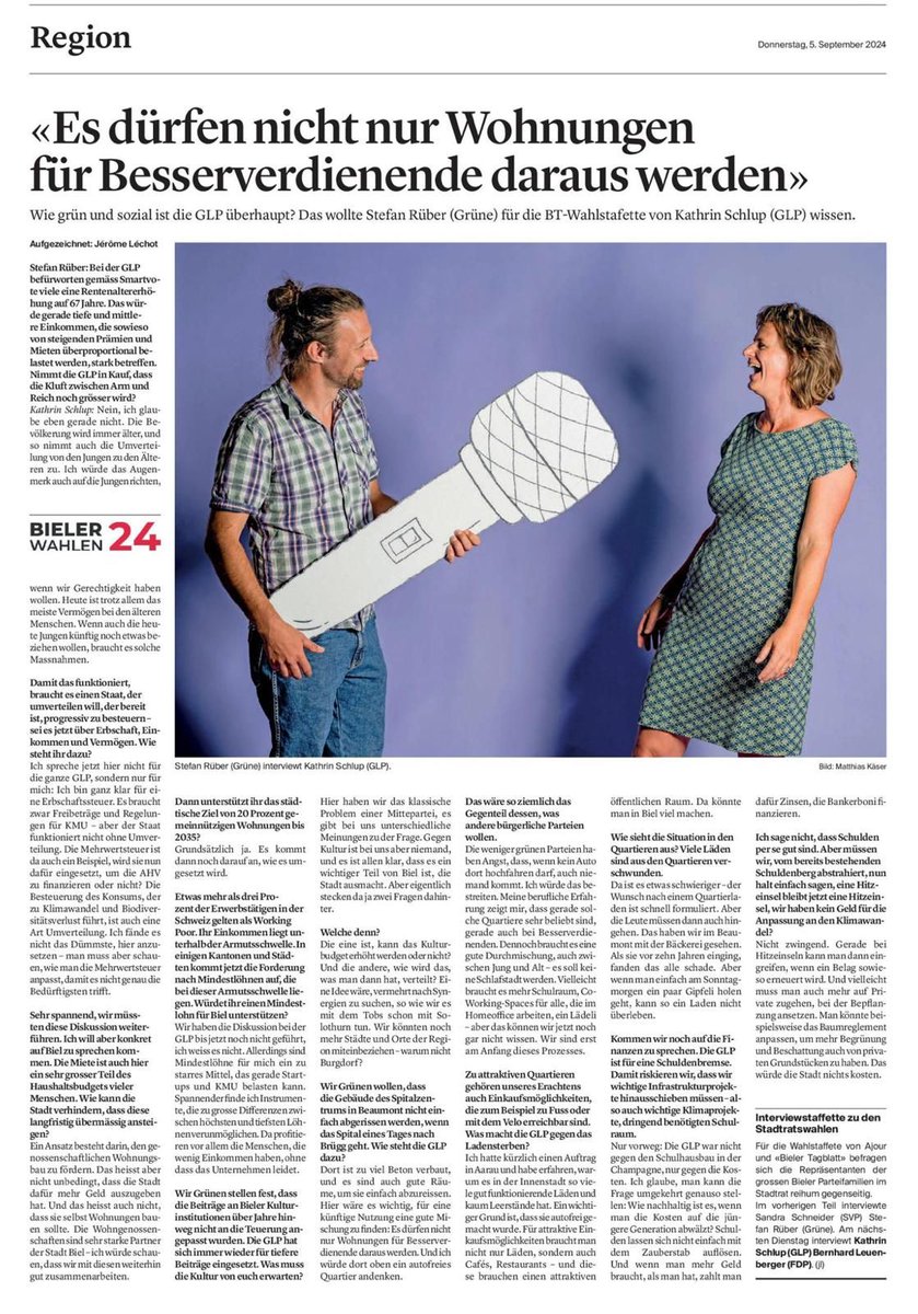 Interview mit unserer Stadtratskandidatin Kathrin Schlup in Bieler Tagblatt und Journal du Jura.
👉ajour.ch/de/story/53805…

#BielBienne24 #BielBienne #Biel #Bienne