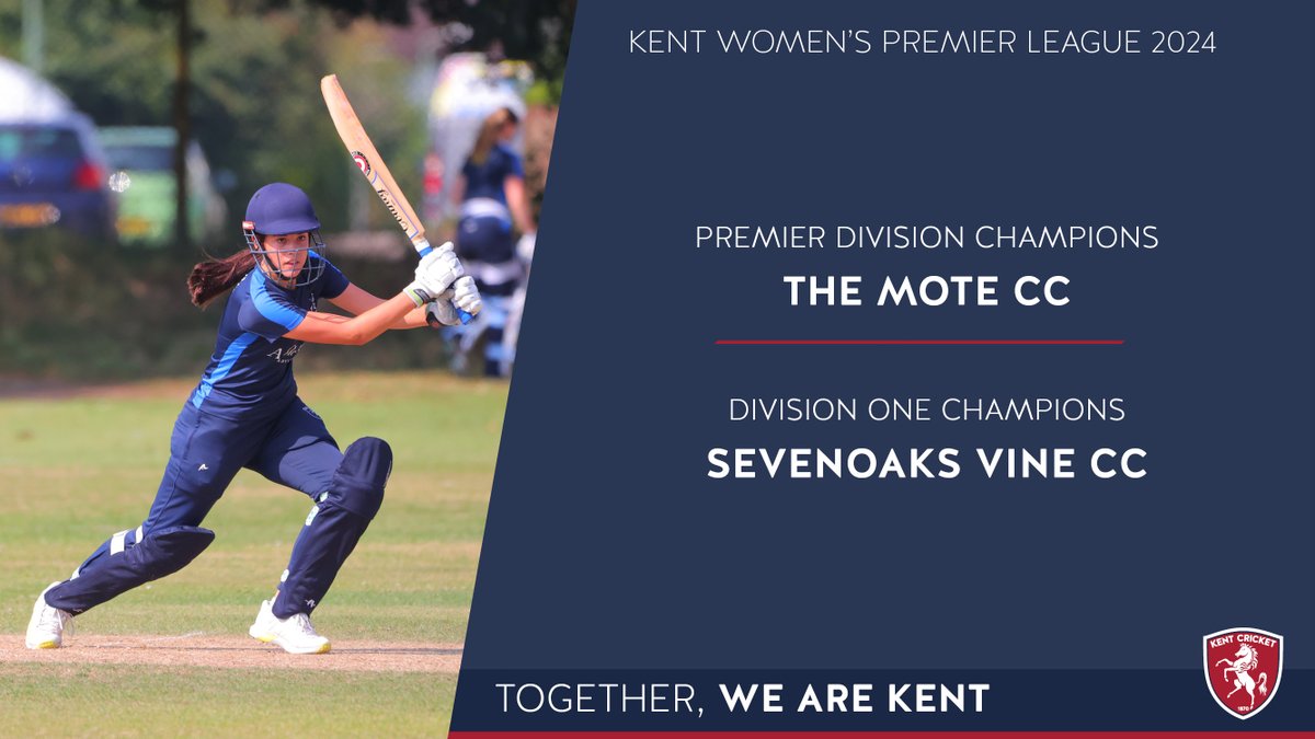 Sunday saw the conclusion of the Kent Women's Premier League in 2024, with two finals taking place. 

Here are your champions:
🏆 Premier Division: <a href="/motecricket/">The Mote CC</a> 
🏆 Division One: <a href="/SVCC1734/">Sevenoaks Vine</a> 

Full reports and gallery available on our website...
kentcricket.co.uk/news/the-mote-…