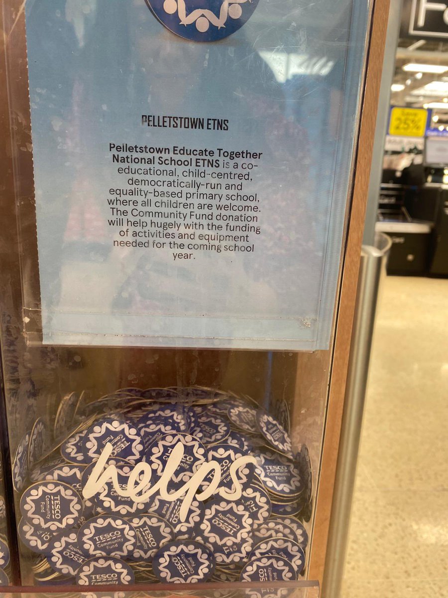 pelletstownetns's tweet image. Please support us in @TescoIrl blue token community fund over the next months, in Tesco Cabra (Maple Centre, Navan Rd., D7). The more tokens we get, the higher the percentage of the overall fund we will receive to use for resources for our school!