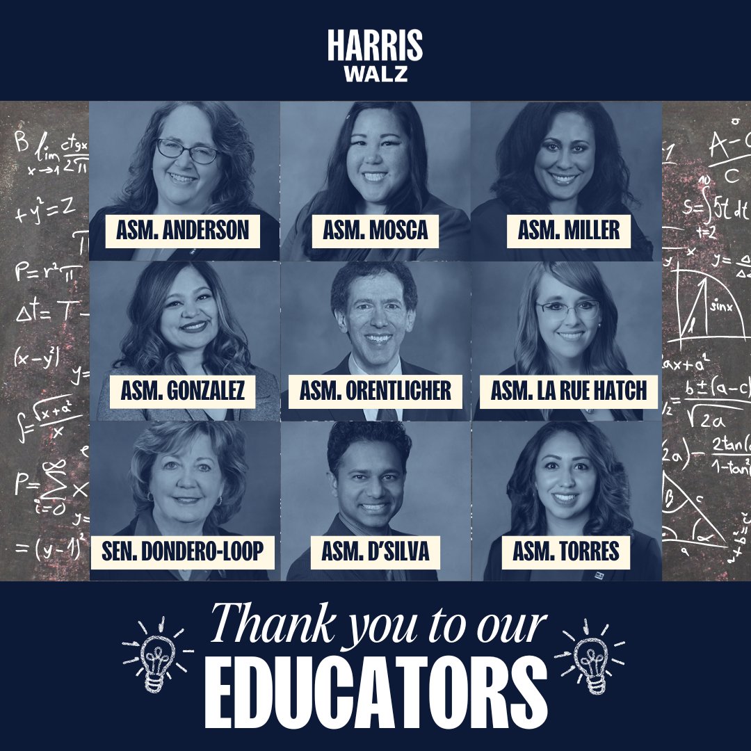 Just like Coach <a href="/Tim_Walz/">Tim Walz</a>, these Democratic legislators are helping shape the minds of the future in our classrooms! We thank them for their contributions to our communities!

#KamalaForNV