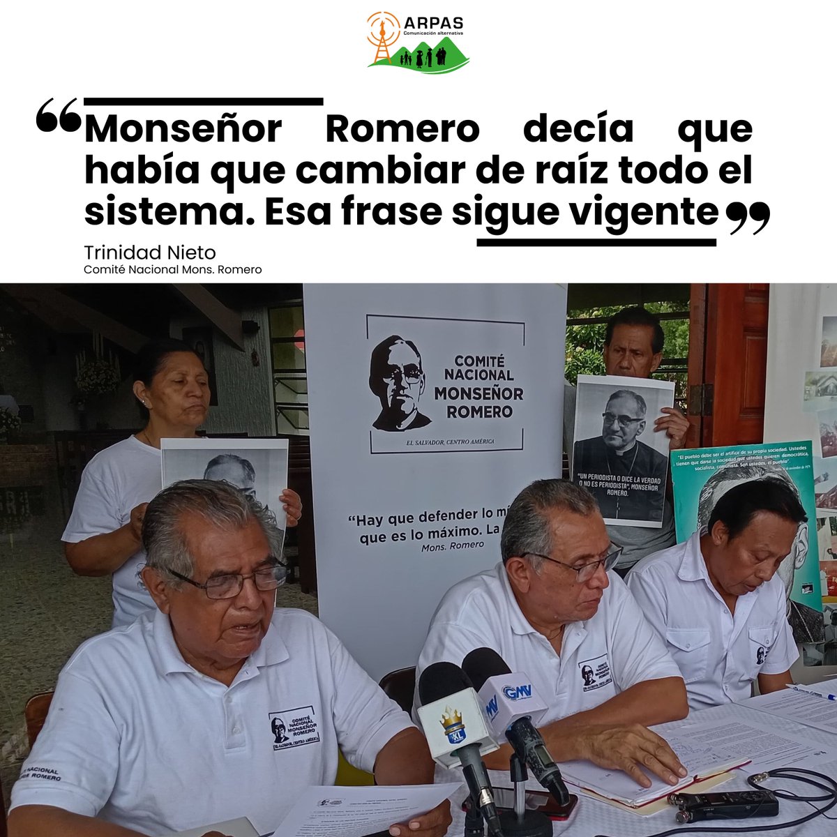 arpassv's tweet photo. #DDHH| El Comité Nacional Monseñor Romero hizo un llamado al Estado a eliminar el Régimen de Excepción debido a las violaciones de los derechos humanos.

#RedArpas https://t.co/BTvbVEoGpU