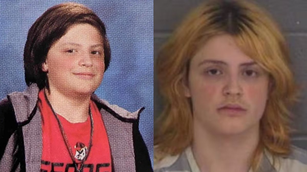 Two pictures of the same kid. 
One has a soul, one does not.

My guess is SSRIs are to blame.