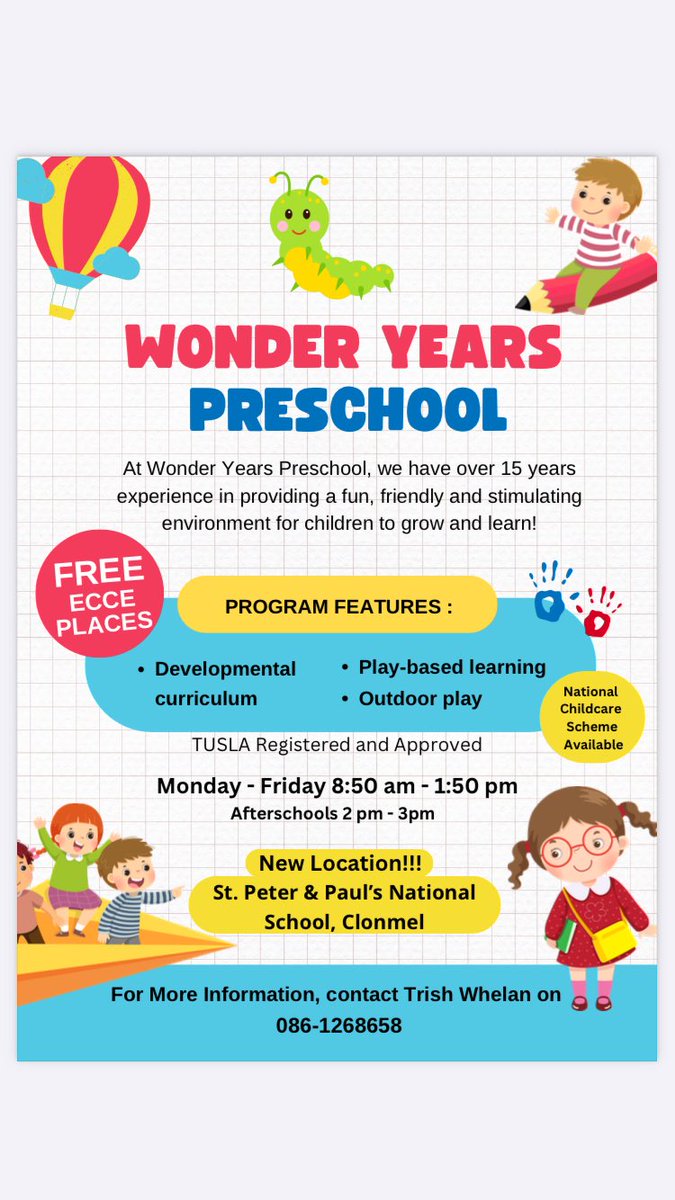 A big welcome to Trish and her team from Wonder Tears Preschool who have joined us in the Infant School at Peter and Paul’s.