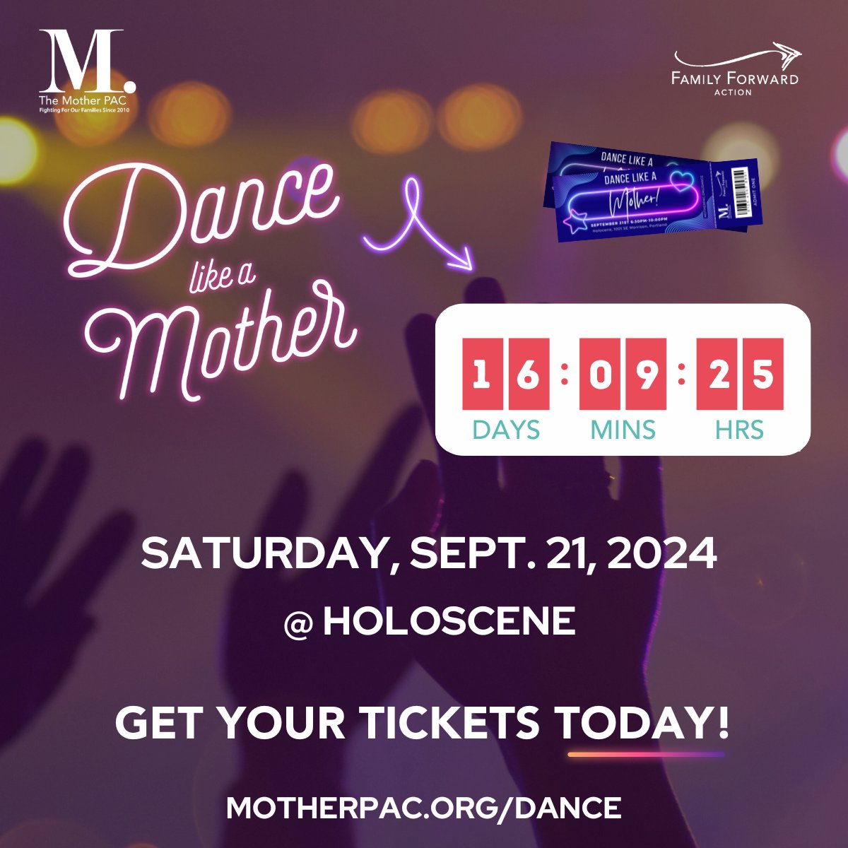 Dance Like a Mother is just 16 days away!

When you attend the dance, you help support the work of our teams, including our endorsement committee who have been hard at work determining this year's slate of endorsements.

🎫 Get your tickets TODAY at motherpac.org/dance!