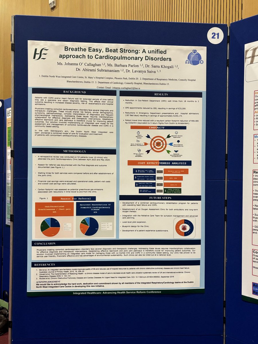 Delighted to receive a poster prize award from HSE CEO Bernard Gloster for our joint CardioResp Clinic at the HSE Advancing Healthcare Reform Conference #COPD #Heartfailure #integratedcare ⁦<a href="/HSECHODNCC/">HSE CHO DNCC</a>⁩ ⁦<a href="/HSELive/">HSE Ireland</a>⁩
