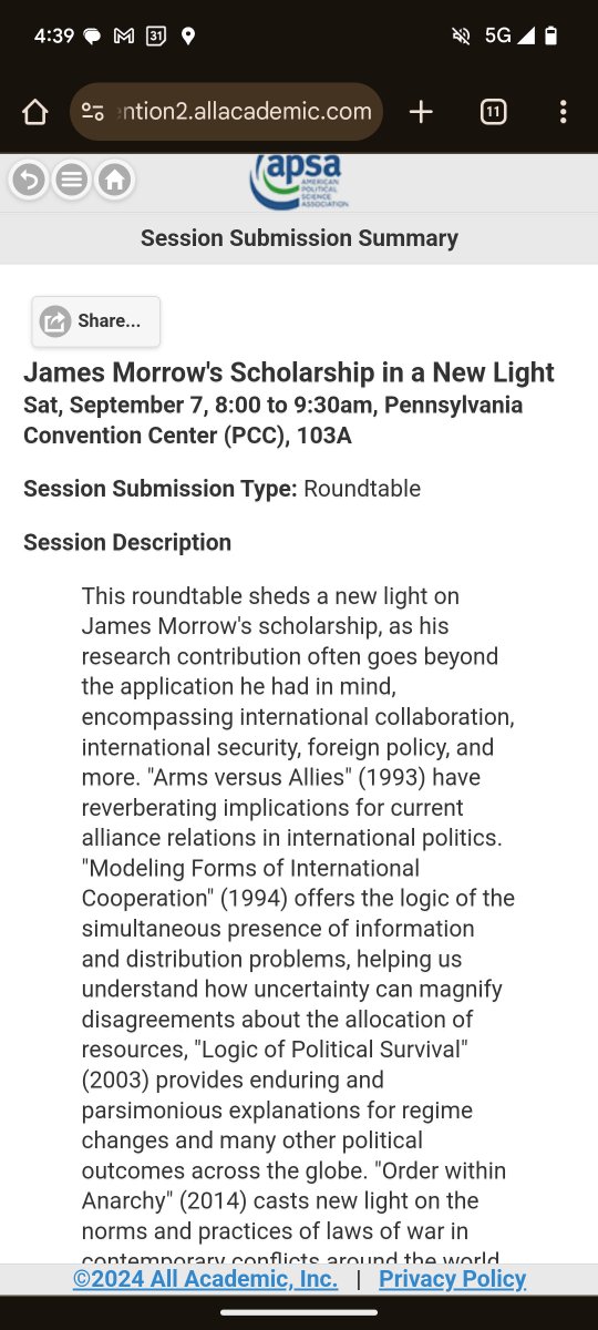 amypond_ps's tweet image. Join us to celebrate Jim Morrow&apos;s amazing career! #APSA2024 September 7, 8:00 to 9:30am, PCC, 103A