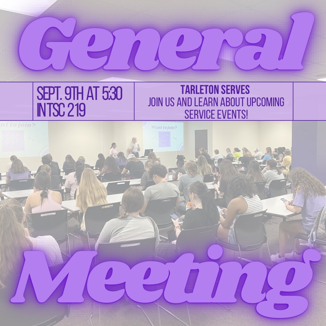 SECOND MEETING OF THE SEMESTER!!! We will be going over upcoming service events, how to get involved, and service committee applications questions!! Can’t wait to see you there! 🤩🤩🤩