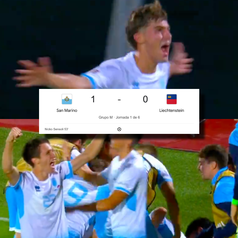 InvictosSomos's tweet photo. ¡¡LOCURA TOTAL!! ¡¡HISTORIA PURA DEL FÚTBOL MUNDIAL!! Después de 20 años de larga espera, la Selección de San Marino volvió a ganar un partido de fútbol. Y es la primera vez en toda su historia que logran ganar un partido en una competencia oficial. No es una broma. No es un simulacro. Acaba de suceder. Ocurrió. Pasó. La selección que está en el ÚLTIMO LUGAR del ranking FIFA ganó un partido en la UEFA Nations League. ¡¡SAN MARINO GANÓ!!