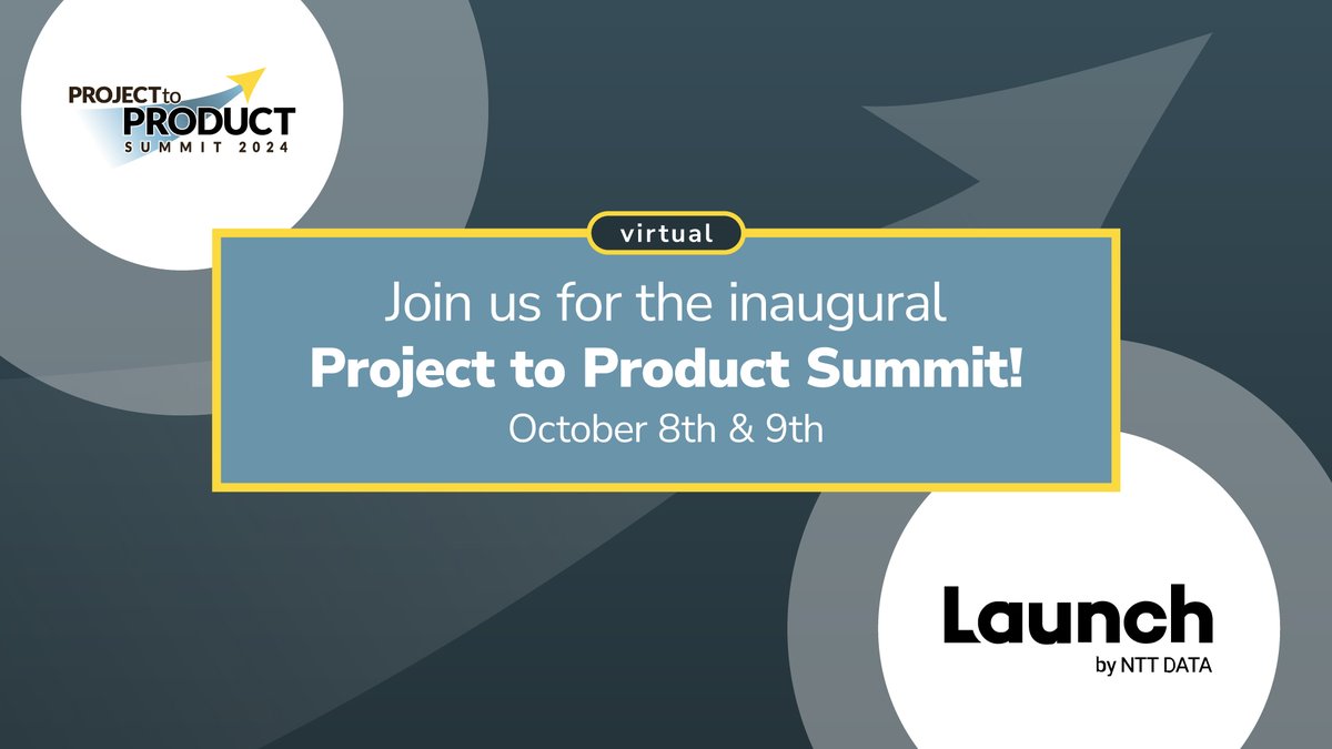 launchbynttdata's tweet image. Ready to shorten the time it takes to transition from a legacy project model into a mature and sustainable product operating model? Join us at the FREE virtual two day event, Project to Product on October 8th and 9th. Register today!
bit.ly/4g9WCOh$