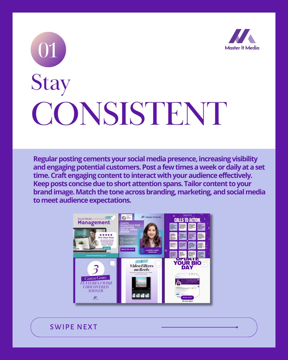 MasterItMedia's tweet image. Master Social Media for any Business📱🤩 
Swipe to Learn More! 
💜
🤩
👩‍💻
#MasterItMedia #SocialMediaTips #MarketingEssentials #EngagingContent #BrandAuthenticity #AlgorithmInsights