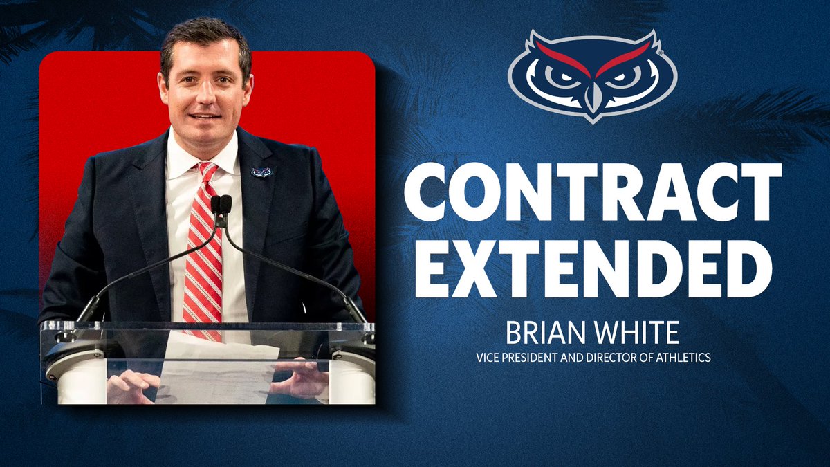Congratulations to our leader <a href="/Brian_E_White_/">Brian White</a>, on being extended through 2029! 🦉

📰 fausports.com/news/2024/9/5/…

#WinningInParadise