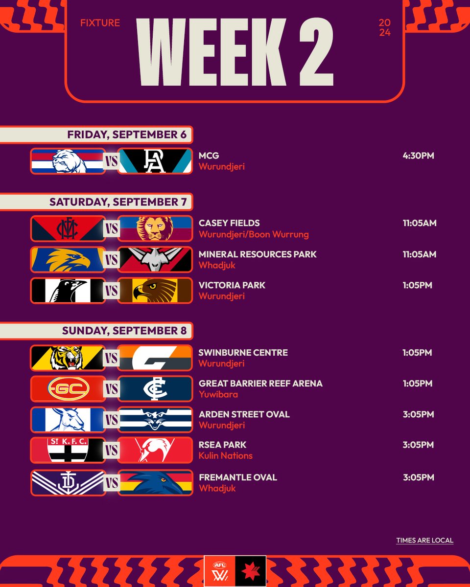 A huge weekend of action awaits 😍

Get your tickets: afl.com.au/aflw/fixture