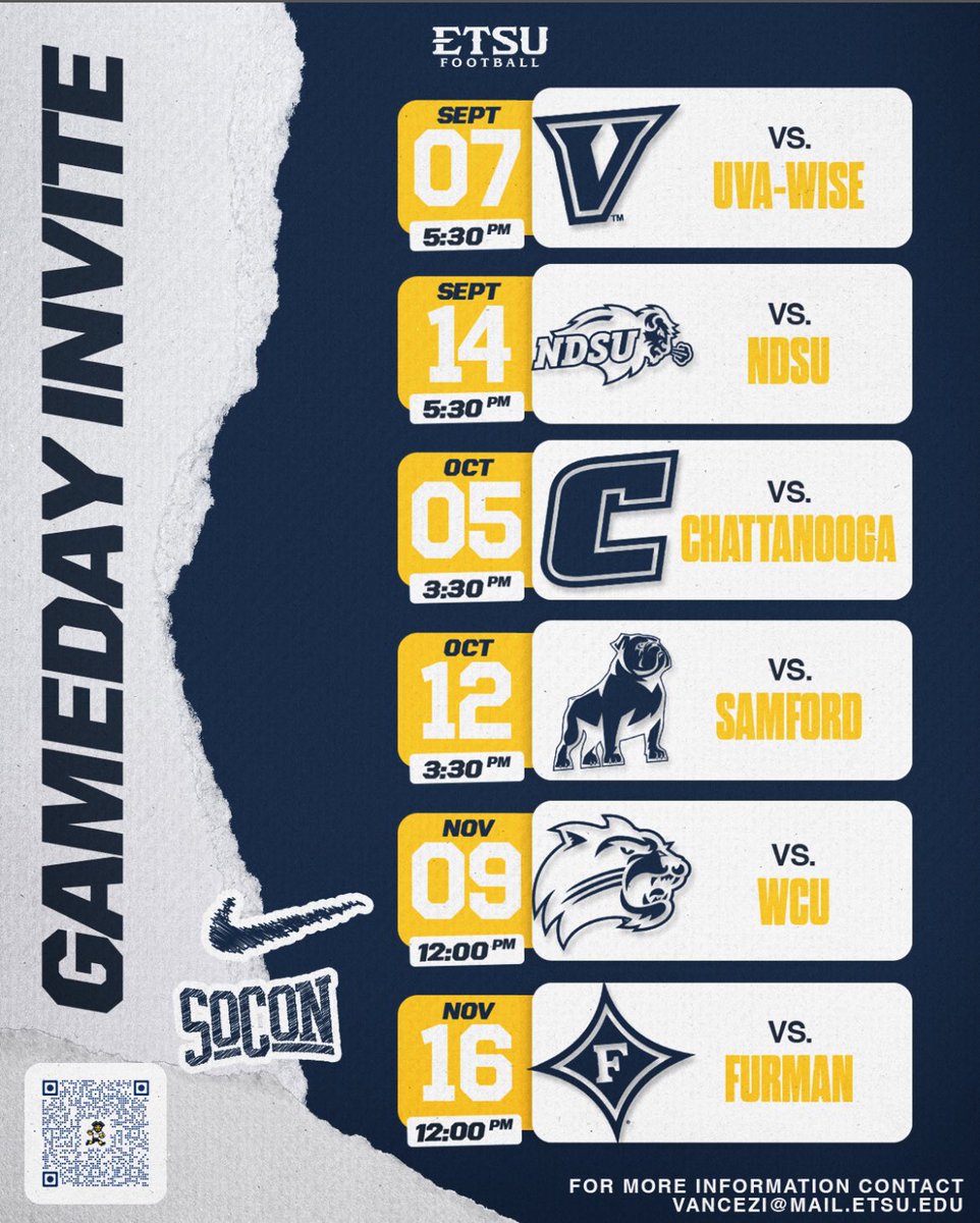 Thankyou <a href="/CoachIsaacVance/">Isaac Vance</a> &amp; <a href="/ETSUFootball/">ETSU Football</a>  for the gameday invite!